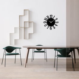Wallity Reloj de Pared de Metal Decorativo Negro 48 x 48 cm